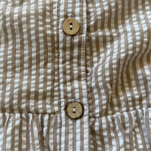 Pink Lily tan and white seersucker open neck layer prairie dress XL - Picture 7 of 10